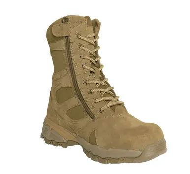 Rothco 8" Forced Entry Composite Toe AR 670-1 Coyote Brown Side Zip Tactical Boot Buy Online