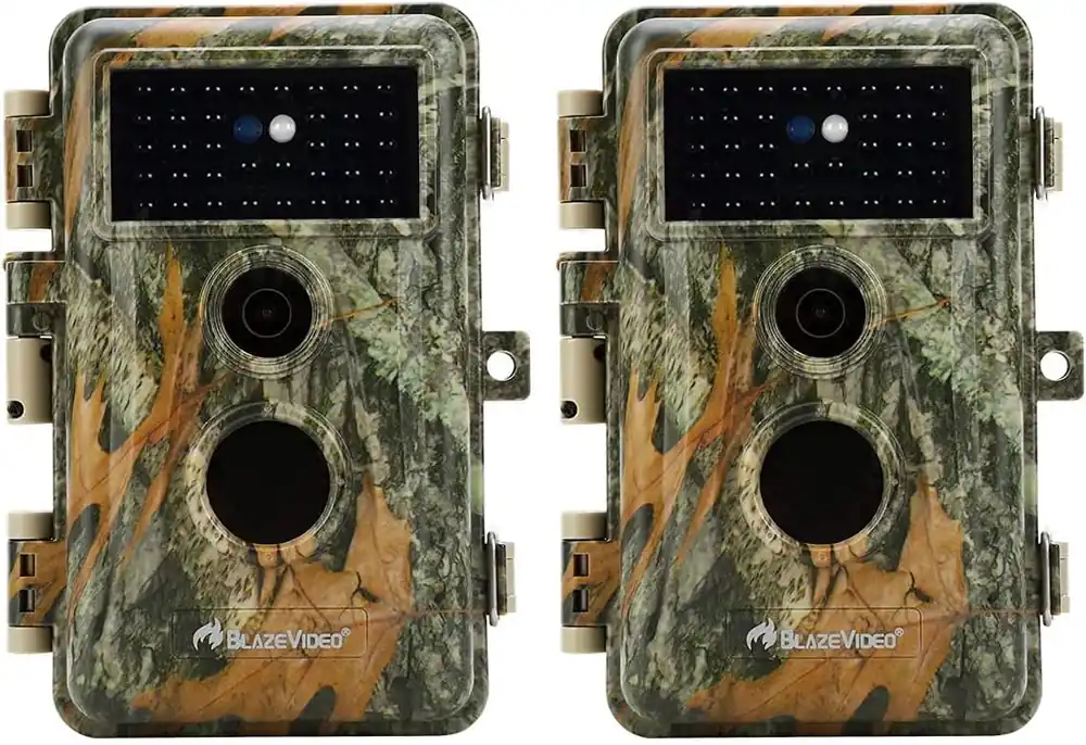 Luxury 2-Pack Game & Trail Camera, 64MP 1296P H.264 MP4 Video Cam with 940nm No Glow Night Vision Motion Activated IP66 Waterproof for Outdoor Wildlife Monitoring, Yard Security, Animal Observation
