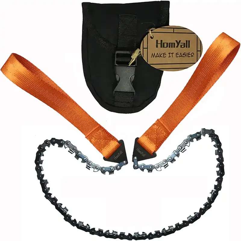 24" Pocket Chainsaw 3X Faster with Cutting Blade ON Every Link-Best Pocket Saw for Wood Cutting Outdoor Hiking Camping Survival Gear Garden Work with Pouch- Bonus Front Snap Carrying Case Reduced Price