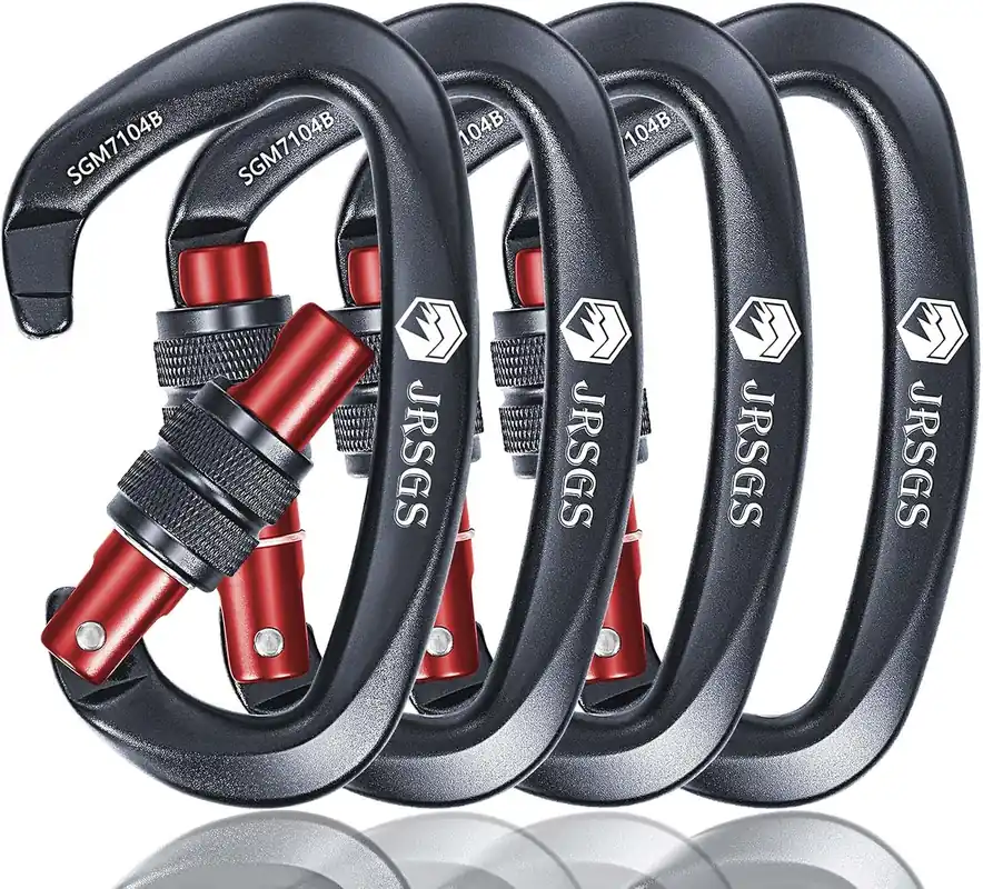 Latest 25KN Locking Climbing Carabiner Clips, UlAA Certified Rockclimbing Carabiner,Heavy Duty Carabiners Equipment,Large SizeCarabiner for Climbing, Rappelling,Hunting and Rescue