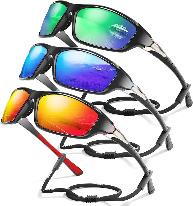Reduced Price 3 Pack Polarized Sports Sunglasses for Men, Mens Sunglasses Wrap Around UV Protection for Cycling Fishing Driving