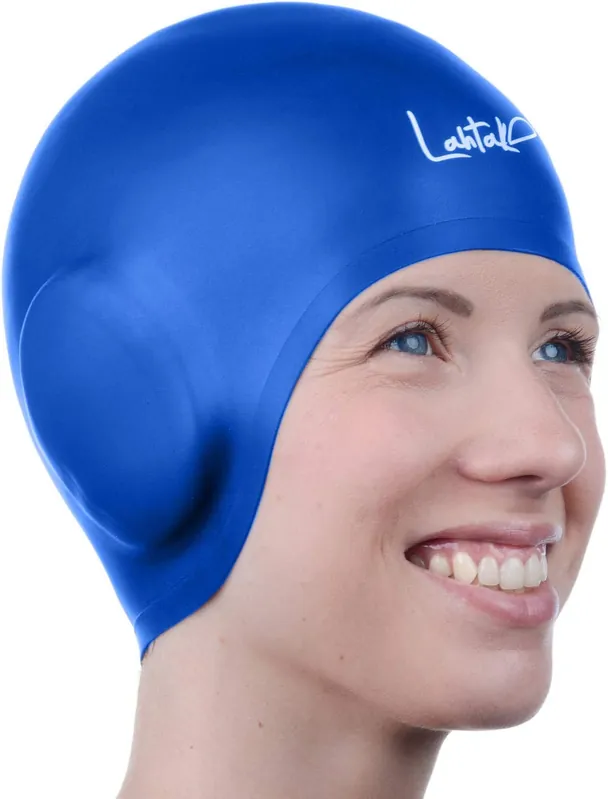 3D Swim Caps - Ear Protection Swimming Cap for Women & Men - Silicone, Waterproof - Fits Long & Short Hair - Adult & Youth Markdown
