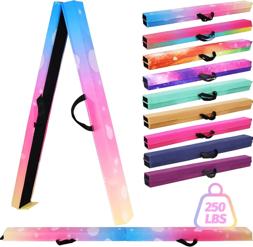 6FT/9FT Folding Balance Beam for Kids ages 3-15- Foldable Gymnastics Floor Beam,Anti-Slip ,Carrying Bag, Faux Suede Covered,EVA foam,Gymnastics Equipment for Kids Training At Home,School,Gym Center Big Sale