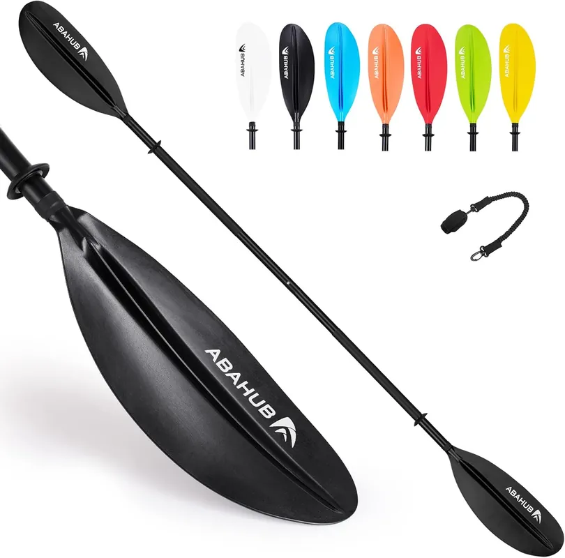 Price Cut Abahub Kayak Paddle, 90.5 Inches Kayaking Oars for Boating, Canoeing with Free Paddle Leash, Aluminum Alloy Shaft Black/Blue/Green/Orange/Yellow Plastic Blades