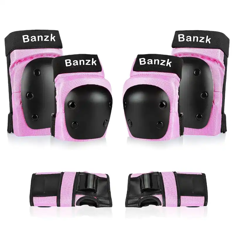 Adult/Child Knee Pads Elbow Pads Wrist Guards 3 in 1 Protective Gear Set for Skateboarding Inline Roller Biking Roller Skating Cycling Outdoor Sports Pink M Low Price